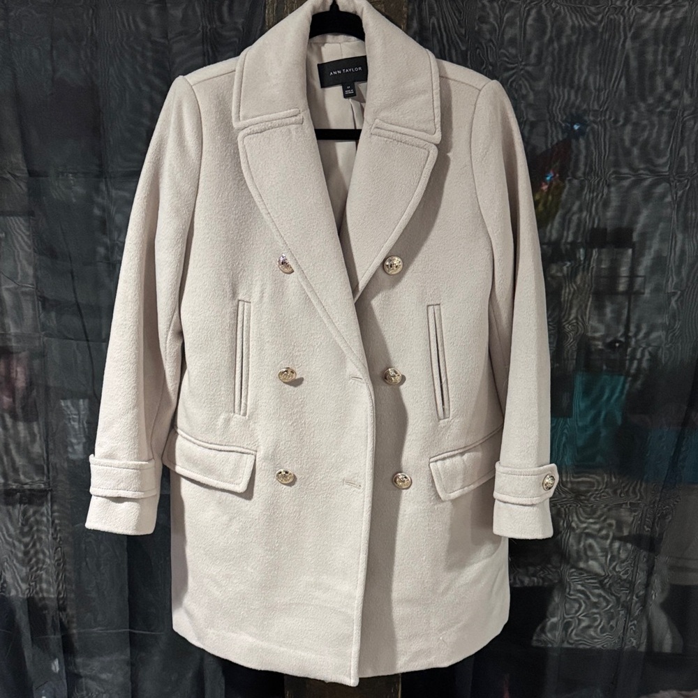 Ann Taylor Elegant Cream Pea Coat